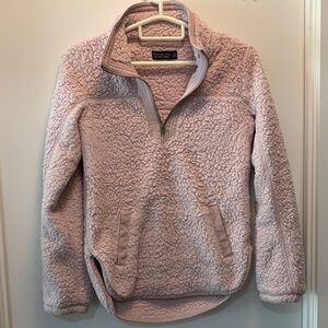 Abercrombie & Fitch Light Pink Sherpa Quarter-Zip Pullover